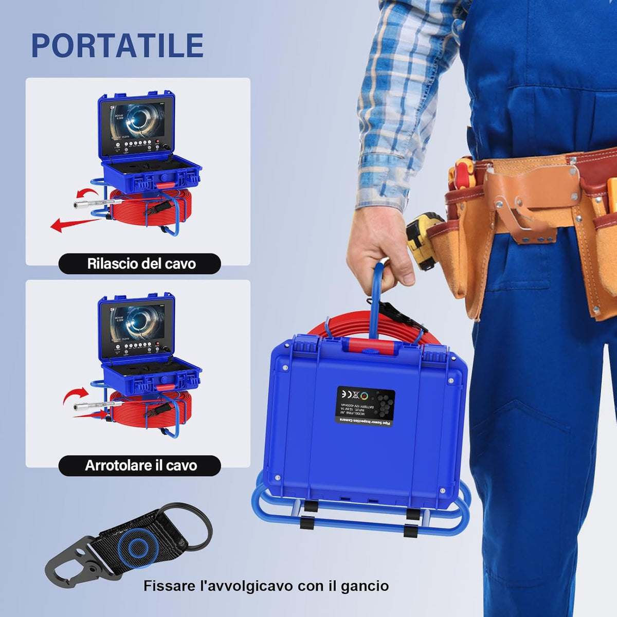 Inspectiecamera, buizen, 512 Hz, zelfnivellerende meter, 9 inch DVR-endoscoopcamera voor uitlaatbuis, Fognario, buisleiding, industriële endoscoop, IP68 waterdicht, 30 m