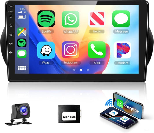 Podofo CarPlay autoradio voor Citroen Nemo/Peugeot Bipper/FIAT Fiorino, 10,1" 2G+64G touchscreen met draadloze CarPlay/Android Auto, Bluetooth, GPS + camera.