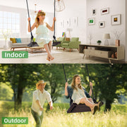 Schommelzitje - Schommels - Kinderschommel - Schommelplankje - voor Binnen Buiten - In Hoogte Verstelbaar Touw - Belastbaar tot 200kg - Hout - 42 x 20 x 210 cm - Bruin