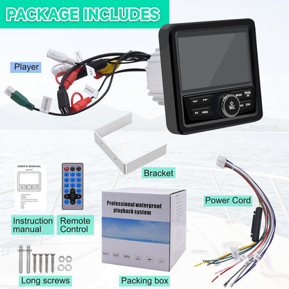 Geloo Marine Boot Stereo radio, waterdicht, MP5 multimediaspeler met 4,1 inch led-digitaal display, AM/FM-radio-ontvanger, universeel voor boten, jachten of golfwagens, ATV's