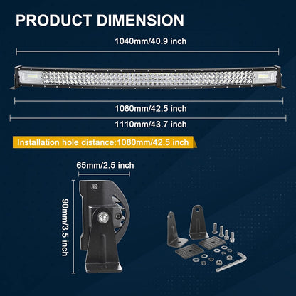 RIGIDON 107cm 42 inch 540W led-lichtbalk gebogen met 12v kabelboomset, 2 x 18W Schijnwerper Werklicht, Waterdicht Offroad Lichten Mistlamp Led Light Bar voor 4x4 voertuig auto SUV vrachtwagen