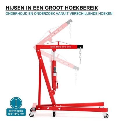 Workshop crane for loads up to 1000 kg collapsible crane arm 857-1135 mm motor block valve motor crane