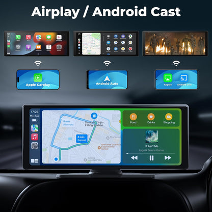 Draadloze A-pple Carplay en Android Auto 10,26 inch touchscreen-autoradio: 1080p achteruitrijcamera, Mirror Link, Siri, FM, Bluetooth - draagbare Drive Mate-navigatie