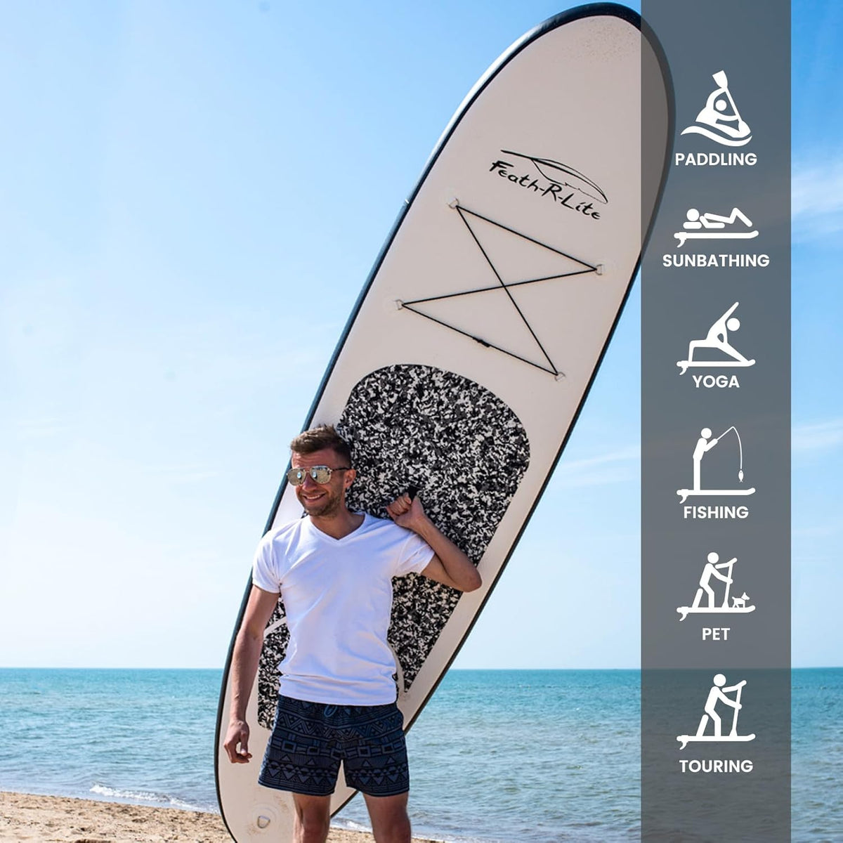 FunWater Opblaasbaar stand-up paddleboard, surfplank, SUP compleet paddleboard, accessoires, verstelbare peddel, pomp, reisrugzak, lijn, waterdichte tas, peddelboard voor volwassenen