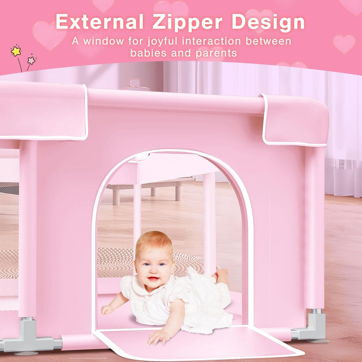 Baby playpen 1.2 * 1.2 m Pink - QUORE