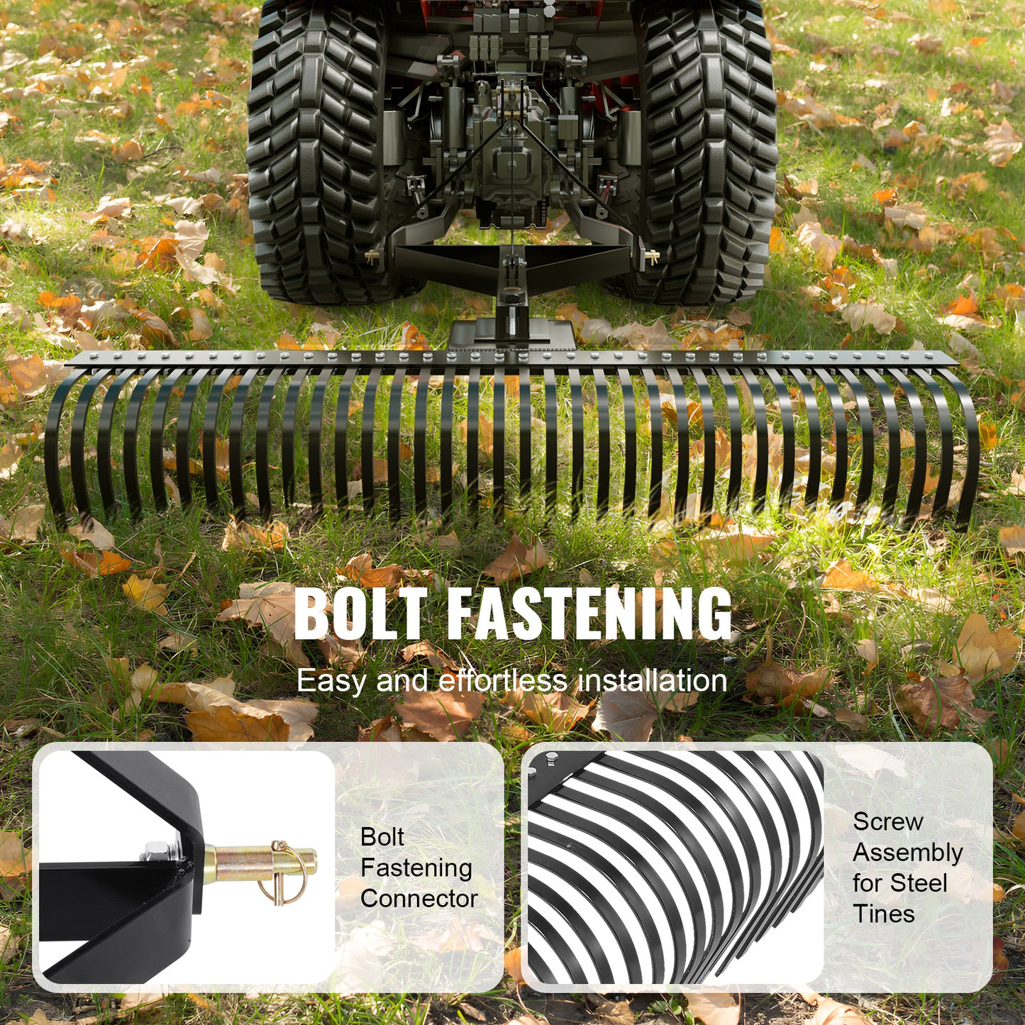 Verticuteermachine – Verticuteerhark – Grasmaaier Accessoire – Grasbeluchter – Tractor Hark – 36 Stalen Tanden – 72 Inch Werkbreedte