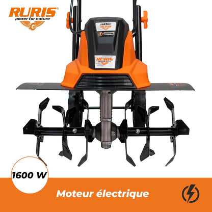 RURIS Elektrische motorhak 160RE - 1600W, breedte 450 mm, diepte 220 mm, 24 messen, elektronische rem, 2 wielen, licht en stil