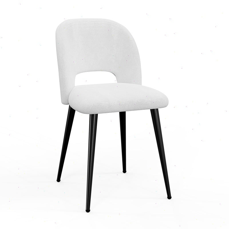 Eetkamerstoel – Stoel – Designstoel – Bureaustoel – Witte Stoel – Scandinavisch Design – Fluwelen Rugleuning – 48x45x85 cm