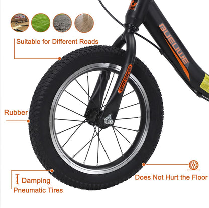 Gaslike 35,6 cm kinderbalansfiets voor kinderen van 2 3 4 5 6 jaar oud, fiets zonder pedalen met handrem en kickstand, verstelbare zithoogte, luchtbanden, buitenspeelgoed voor meisjes en jongens