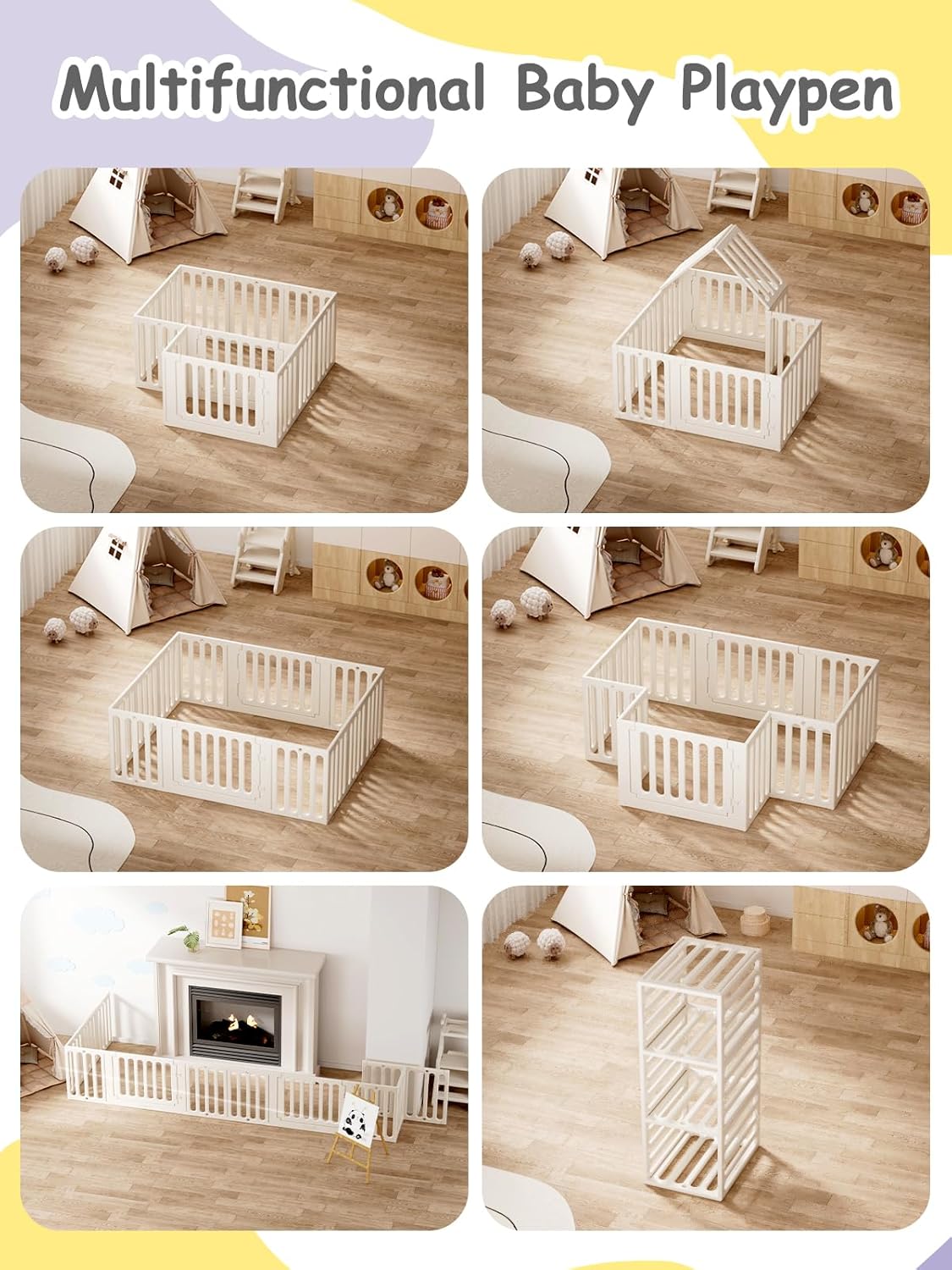 VBABY Baby Playpen for Babies Toddlers, 66 x 51 inches, Plastic Baby Play Mat for Toddler 1-3, 12 Panels Large Baby Playground, Indoor Outdoor Baby Gate, White - QUORE