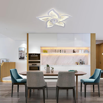 Oninio Plafondventilator met Licht Dimbare LED Plafondlamp met Afstandsbediening, 6-Snelheden Timer, Moderne Bloemvorm Ventilatorlamp voor Woonkamer/Slaapkamer, Ø62.5 cm