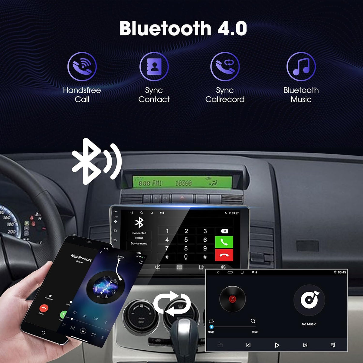 EZoneTronics Carplay Android Auto Radio Stereo voor Mazda 5 2005-2010 met 9 inch Touchscreen High Definition GPS Navigatie Bluetooth USB Wifi Spiegel Link SWC speler 32G ROM