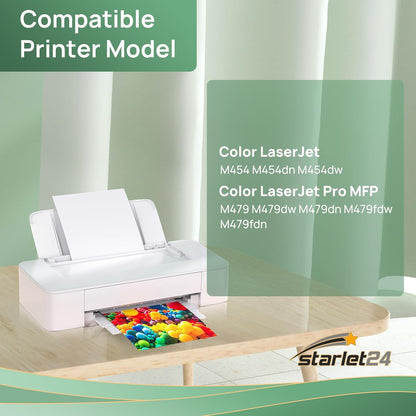 Starlet24 4 x 415 x toner compatibele toner voor HP 415X W2030X W2031X W2032X W2033X met chip als vervanging voor Laserjet Pro MFP M479fdw M479fdn M479fdw M454dw M454dn