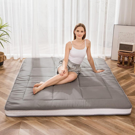 Maxyoyo Futonmatras, gewatteerde Japanse vloermatras, gewatteerde bedmatras, extra dik, opvouwbaar, ademend, vloerbed, logeerbed voor camping of bank, turquoise, 90 x 190 cm