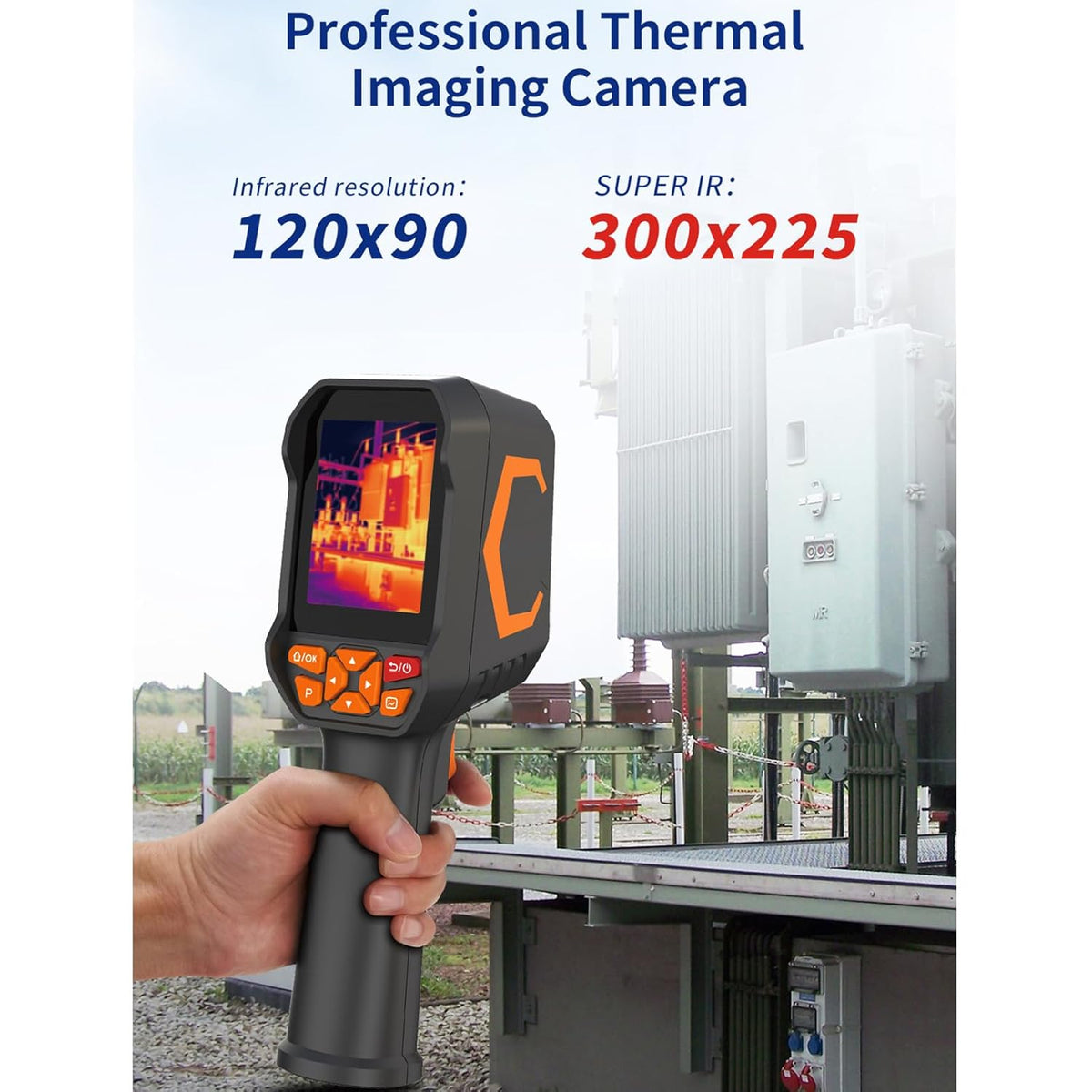 Warmtebeeldcamera, 300 X 225 Super IR-resolutie Draagbare Infraroodcamera met 2600 MAh Batterij 8 GB Opslag, voor Ingenieurs, Elektriciens, Bouwinspecteurs