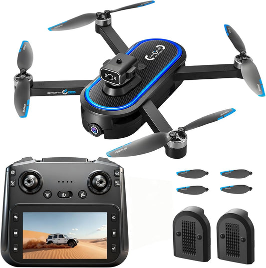 Drone met camera, 1080P, drone-camera met 4,5 inch lcd-display, 2 batterijen, motor zonder weegschaal, optische stroom, FPV-drone RC quadricopter voor beginners