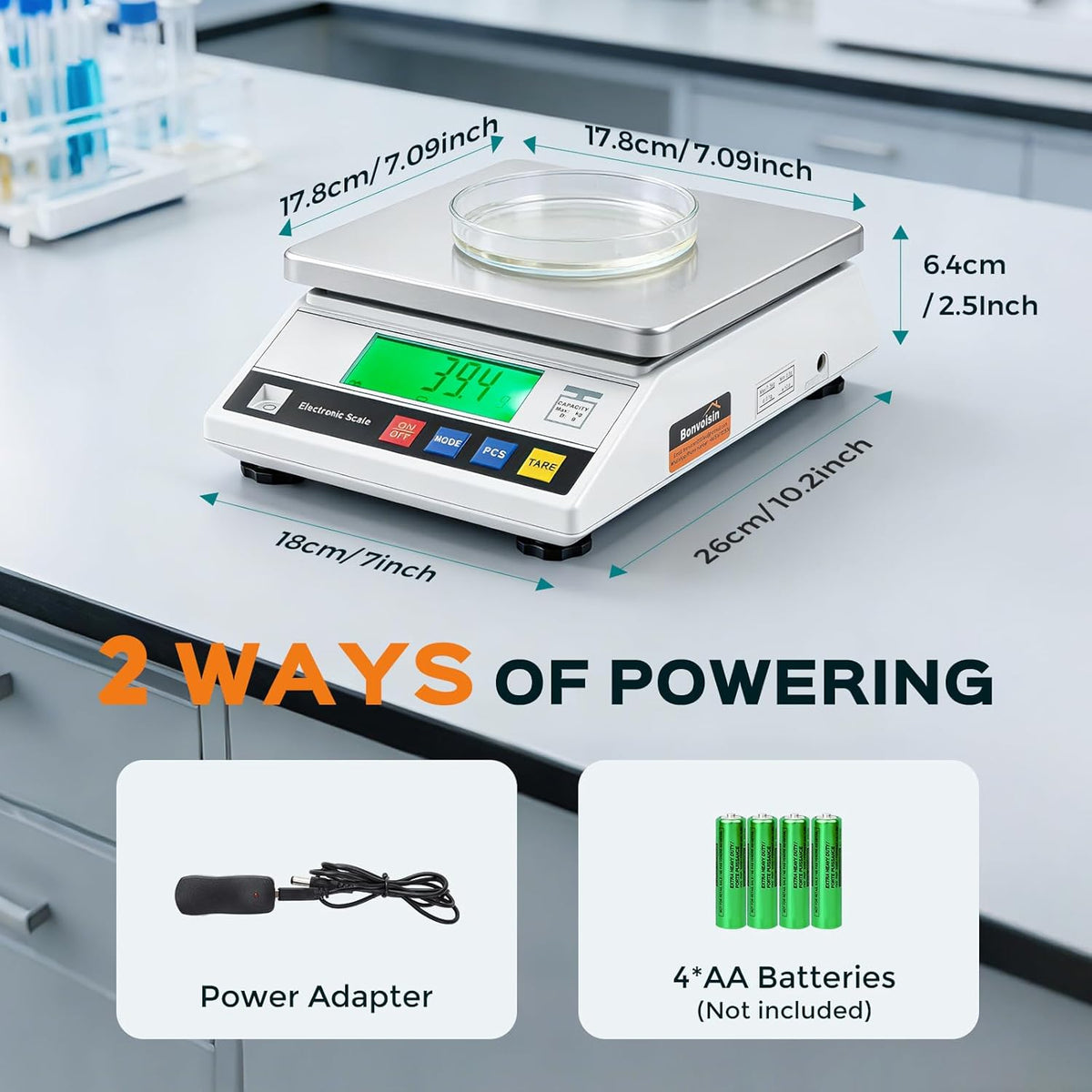 Bonvoisin Lab Schaal Tellen Schaal 0.1g Digitale Nauwkeurige Analytische Elektronische Balans Schaal CE Certificatie Laboratorium Balans met Tellen Functie Precisie Schaal Sieraden Goud Schaal 7500, 0.1g