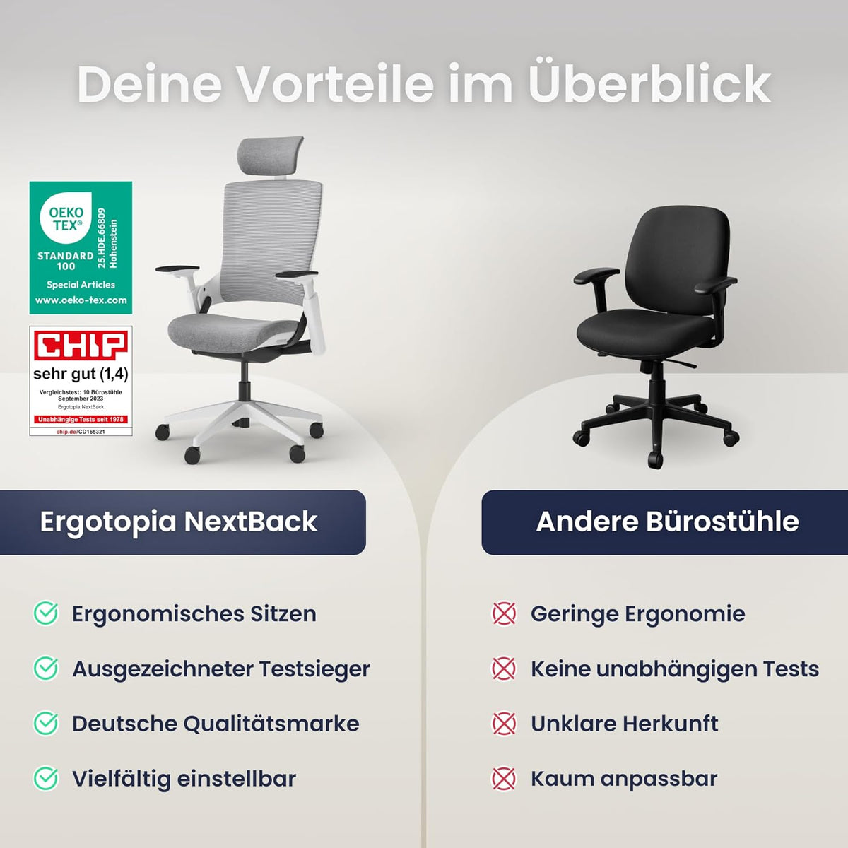 Ergonomische Bureaustoel – Bureaustoel Kantoor – Bureaustoel Met Wieltjes – Draaibare Bureaustoel – Orthopedische Bureaustoel – Synchroonmechanisme Voor Natuurlijke Houding – Verstelbare Lendensteun en Hoofdsteun