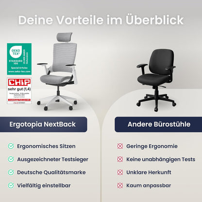 Ergonomische Bureaustoel – Bureaustoel Kantoor – Bureaustoel Met Wieltjes – Draaibare Bureaustoel – Orthopedische Bureaustoel – Synchroonmechanisme Voor Natuurlijke Houding – Verstelbare Lendensteun en Hoofdsteun