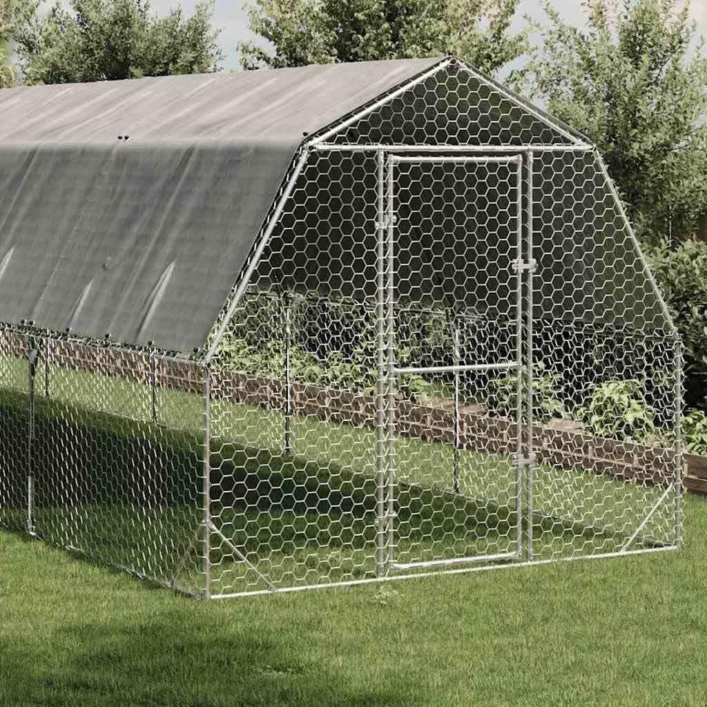 vidaXL Chicken coop with roof 2.5x6x2.25m galvanized steel - QUORE