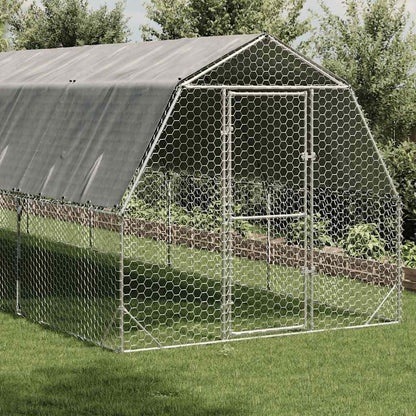 vidaXL Chicken coop with roof 2.5x6x2.25m galvanized steel - QUORE