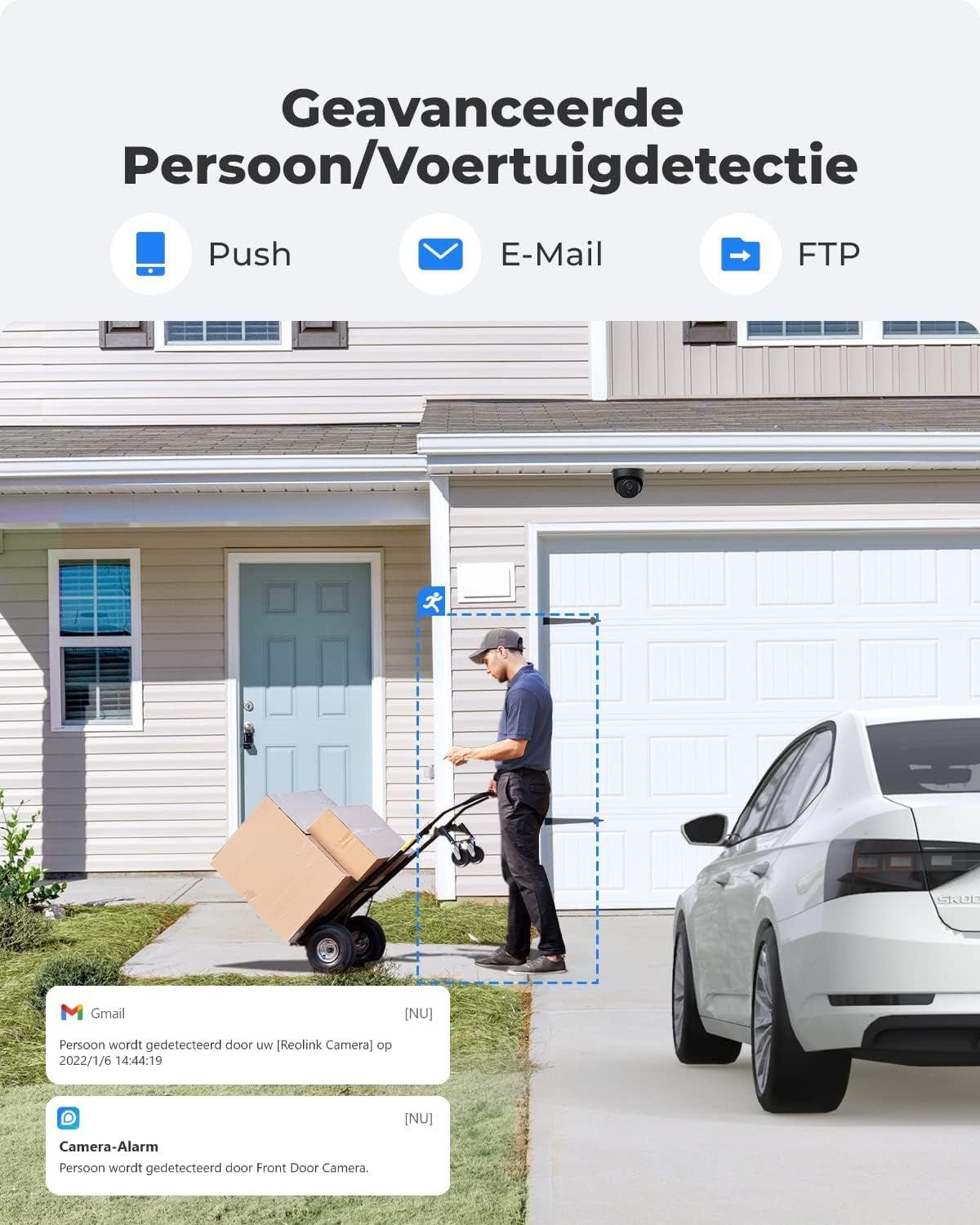 Beveiligingscamera - WiFi-beveiligingscamera - Camerabewaking - voor Buiten - 5MP - Smart PoE Camera - met Persoon - Voertuig Detectie - Dome CCTV - IP66 Weerbestendig - Time-Lapse - Videotoezicht Camera - Audio Opnamen - Zwart