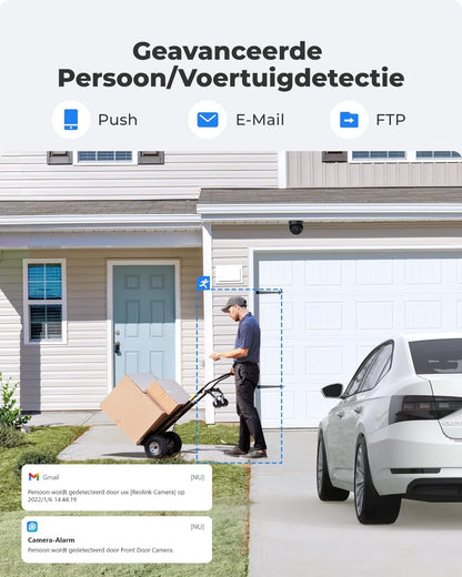 Beveiligingscamera - WiFi-beveiligingscamera - Camerabewaking - voor Buiten - 5MP - Smart PoE Camera - met Persoon - Voertuig Detectie - Dome CCTV - IP66 Weerbestendig - Time-Lapse - Videotoezicht Camera - Audio Opnamen - Zwart