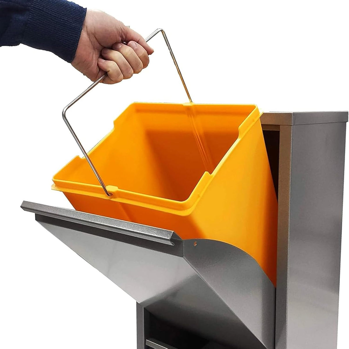 WELL HOME Metalen vuilnisemmer met 3 vakken, 3 x 17 l (51 l), glanzend grijs