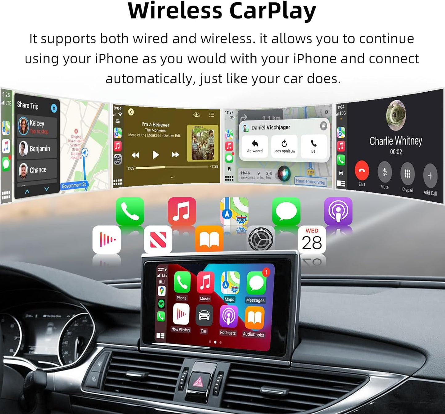 Draadloze CarPlay & Android Auto Retrofit Kit – CarPlay Adapter – Android Auto Interface – Retrofit Module – OEM Upgrade – Plug & Play Installatie – WiFi 2.4G/5.8G en Bluetooth 5.0