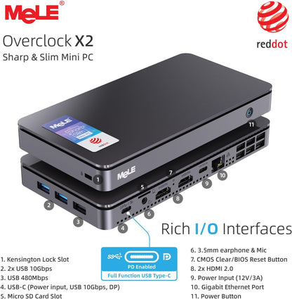 Mini PC – Mini Desktop – Compacte PC – Small Form Factor PC – Ultieme Mini Computer – Ultra Compact Design – 16GB RAM – 512GB SSD – Dual HDMI 4K – USB-C Output – Gigabit LAN – VESA Beugel – Auto Power On