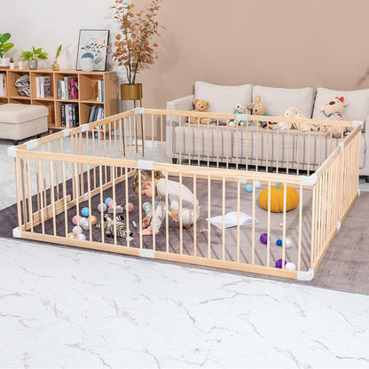 Ground box baby - Solid pine wood - Safe unlacquered baby box with door - TOP QUALITY & Easy assembly in 10 min - 190x190cm or 180x200cm - QUORE