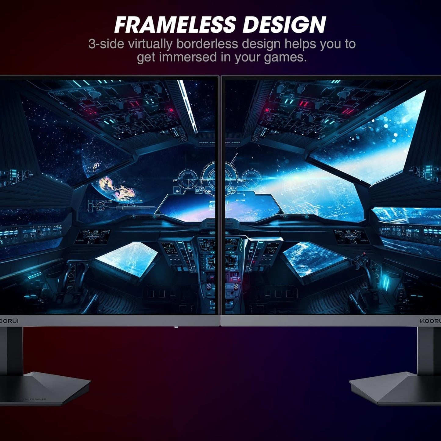 KOORUI 27-Zoll-Gaming Monitor, QHD 2560 x 1440p, 200 Hz, 1 ms schnelles IPS Display, HDR400, FreeSync Premium, Schwarz - QUORE