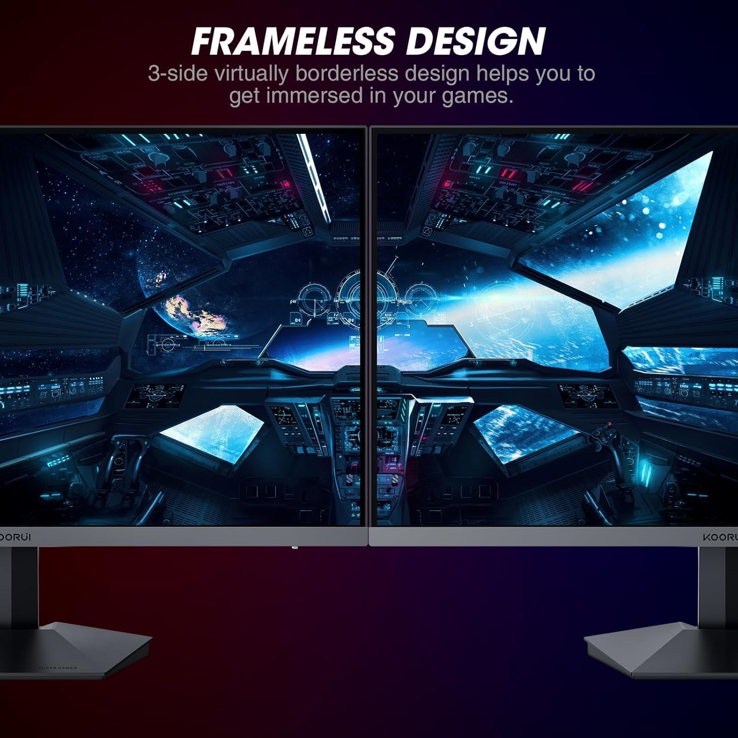 KOORUI 27-Zoll-Gaming Monitor, QHD 2560 x 1440p, 200 Hz, 1 ms schnelles IPS Display, HDR400, FreeSync Premium, Schwarz - QUORE
