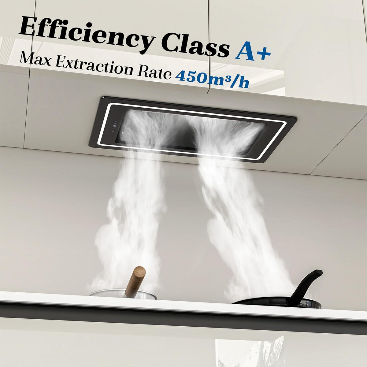 Inbouw Afzuigkap 52 cm Zwart – Onderbouw Afzuigkap – Geïntegreerde Afzuigkap – Kastmontage Afzuigkap – Keukenafzuigkap – 450 m³/h Afzuigvermogen – A+ Energieklasse