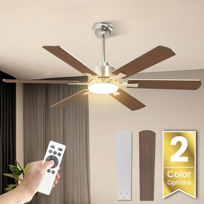 Mefine Plafondventilator met verlichting, 132 cm, stil, grote plafondventilator met licht en afstandsbediening, led-lampventilator met omkeerbare DC-motor voor slaapkamer, woonkamer (zonder batterij)