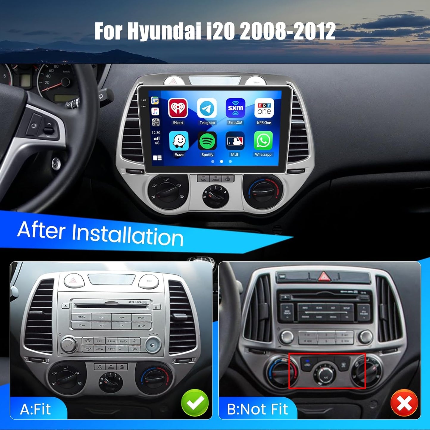 Android Autoradio – Multimedia Systeem – Navigatie Radio – CarPlay Stereo – Android Auto Receiver – 9 Inch Incell Touchscreen – Wireless CarPlay & GPS Navigatie