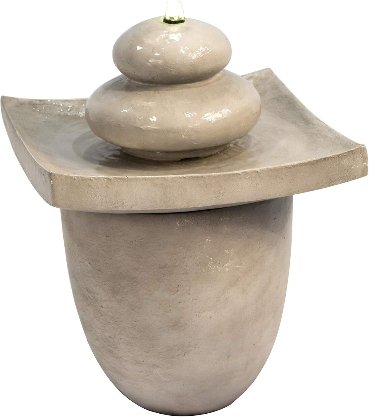 Teamson Home Garden Waterfontein, outdoor dier-zenwaterval en verlichting, 47 x 47 x 62, lichtgrijs