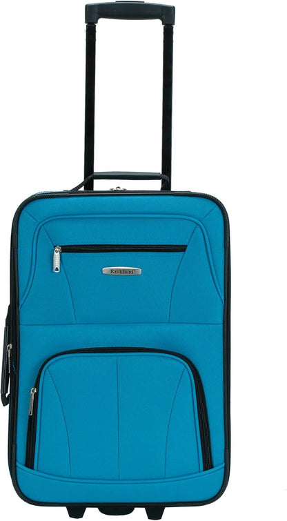 Rockland Bagage, voor reis, modieus, softside, uitbreidbare rechtopstaande set, blauwe luipaard, 4-delig