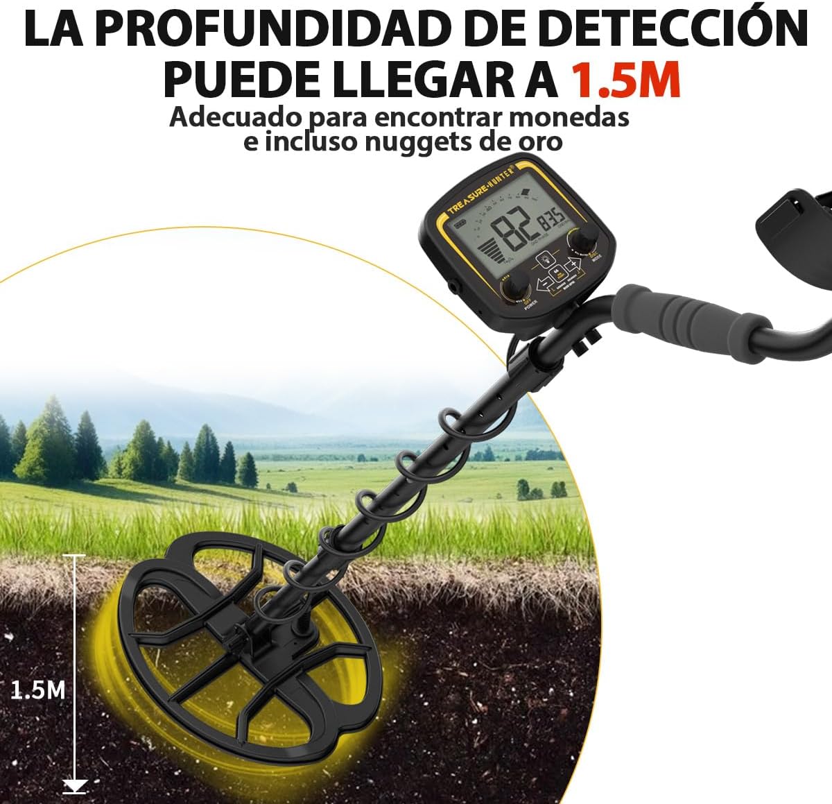Metaaldetector voor volwassenen – Ondergrondse Metaaldetector – Gouddetector – Metaalzoeker – Grondmetaaldetector – Waterdichte 27,9 cm DD-zoekspoel – LCD-scherm en 2 zoekmodi