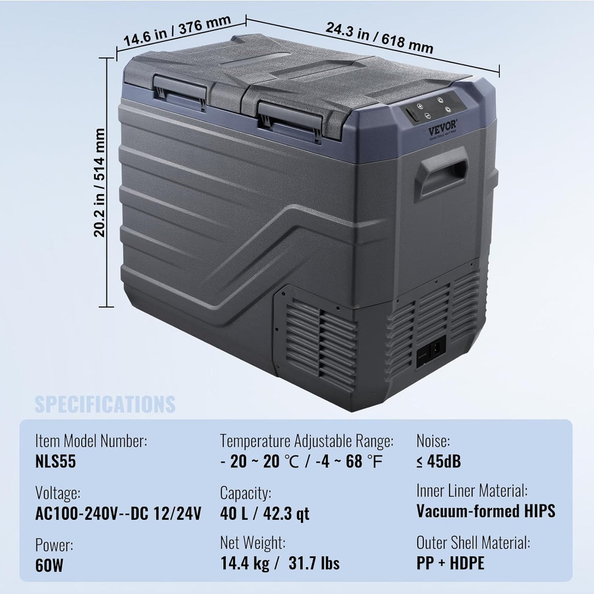 Draagbare Auto Koelkast – 12 Volt Koelbox – Vriezer – Mobiele Koelkast – Camping Koeler – 40 L Capaciteit – Instelbare Temperatuur tot -20 °C – Stil en Energiezuinig