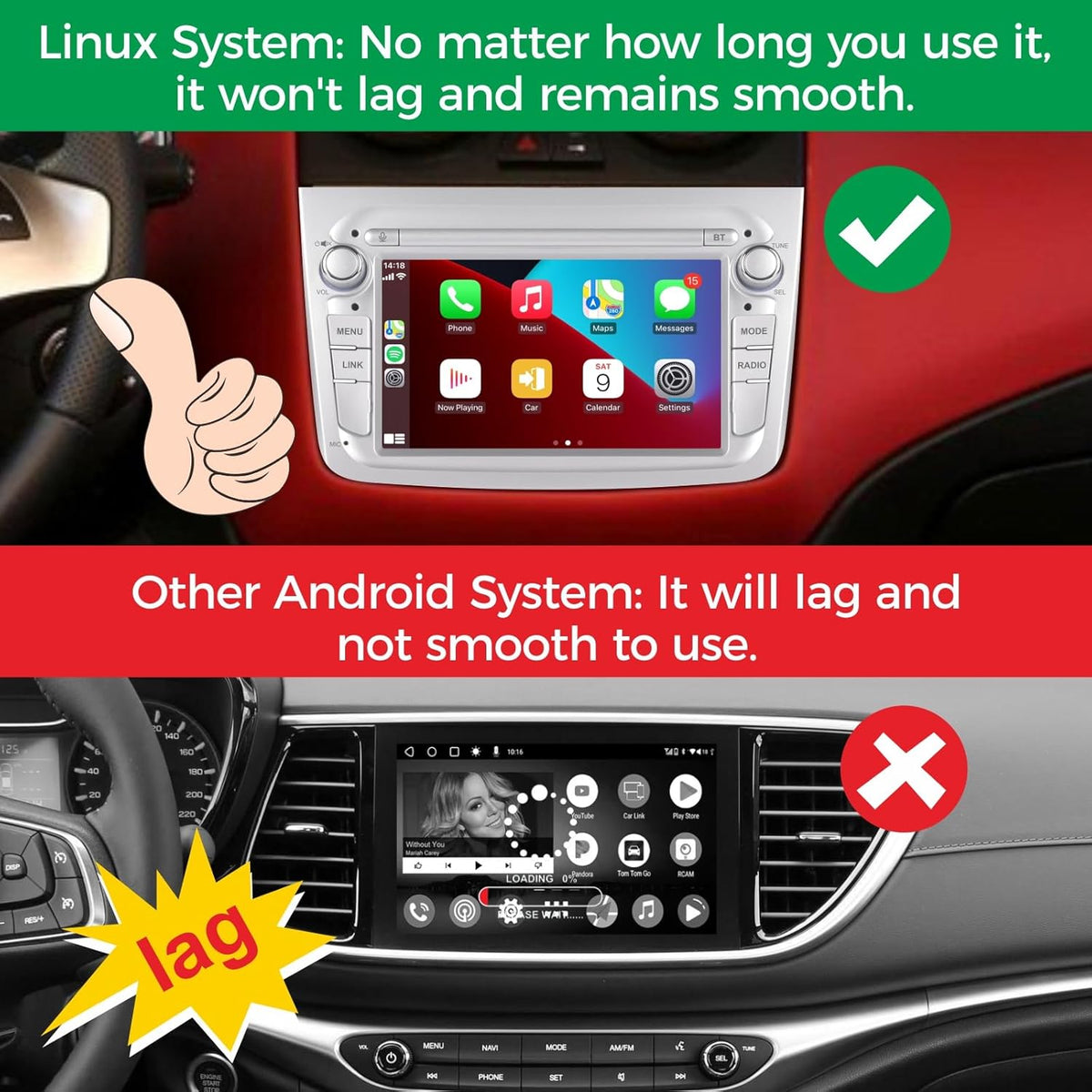 Autoradio – Autostereo – Multimedia Speler – Inbouwradio – Dashboard Radio – Linux Systeem – Ultra-Snelle Opstarttijd – Draadloos CarPlay & Android Auto