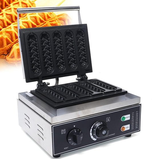 Waffle Iron Waffle Maker Waffle Iron with Thermostat, Waffle Iron, Stainless Steel, Commercial Non-Stick Coating, Waffle Machine, Hot Dog Maker, Corn Dog Waffle Iron for Hot Dog Wausage Muffin - QUORE