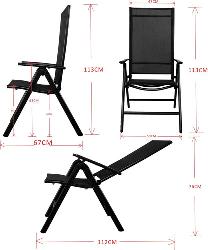Ambientehome, 50204, 8-voudig verstelbare aluminium klapstoelen, kleur grijs, campingstoel, klapstoel