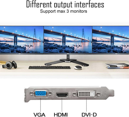 Radeon RX 550 Low Profile Ready, 4GB grafische kaart, GDDR5, 128-bit, VGA, DVI-D, HDMI, Videokaart voor pc-gaming, 4K-ondersteuning, Gamingcomputer GPU, DirectX 12