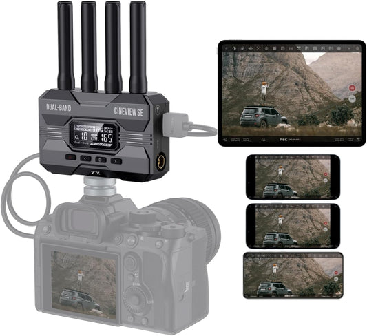 Accsoon CineView SE draadloze videozender alleen dual-band transmissie, bereik van 1200 ft/350m, latentie 0.05s & 1080P HD-video, HDMI en SDI, ondersteuning 4 apparaten