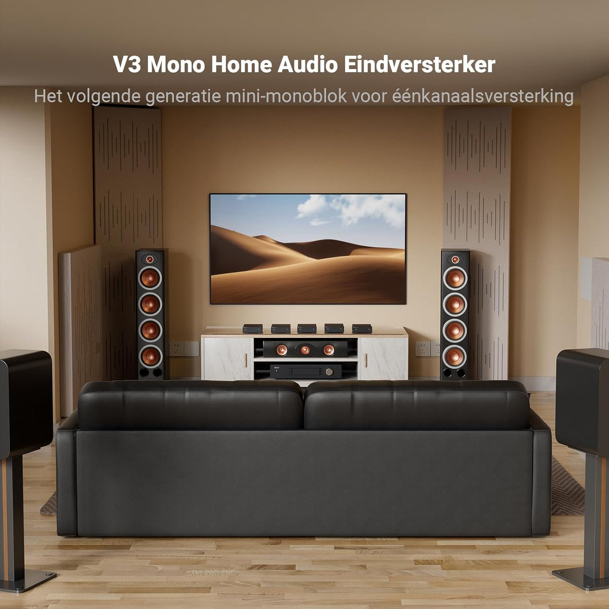 Fosi Audio Twee V3 Mono Vermogensversterkers met TPA3255 240W, Mini Monoblock Klasse D Versterker voor Home Theater AVR Receiver Component, RCA/XLR Gebalanceerde Ingangen 48V/10A Vermogen