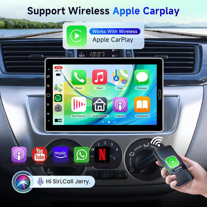 1-DIN Autoradio – Auto Stereo – Multimedia Speler – Radio Ontvanger – Navigatie Systeem – Draadloze CarPlay & Android Auto – 10,1-inch Draaibaar IPS-Touchscreen