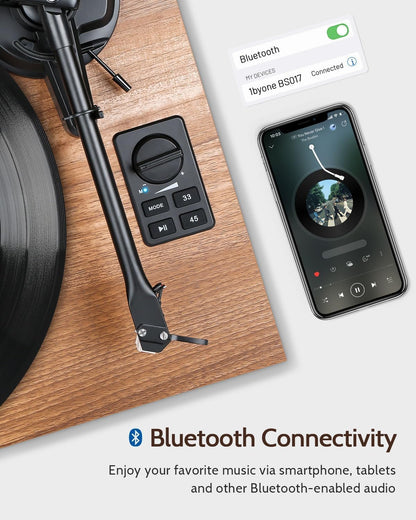 HiFi Platenspeler met Luidsprekers – Draaitafel – Vinylspeler – LP Speler – All-In-One Platenspeler – Bluetooth Streaming – USB Digitalisering