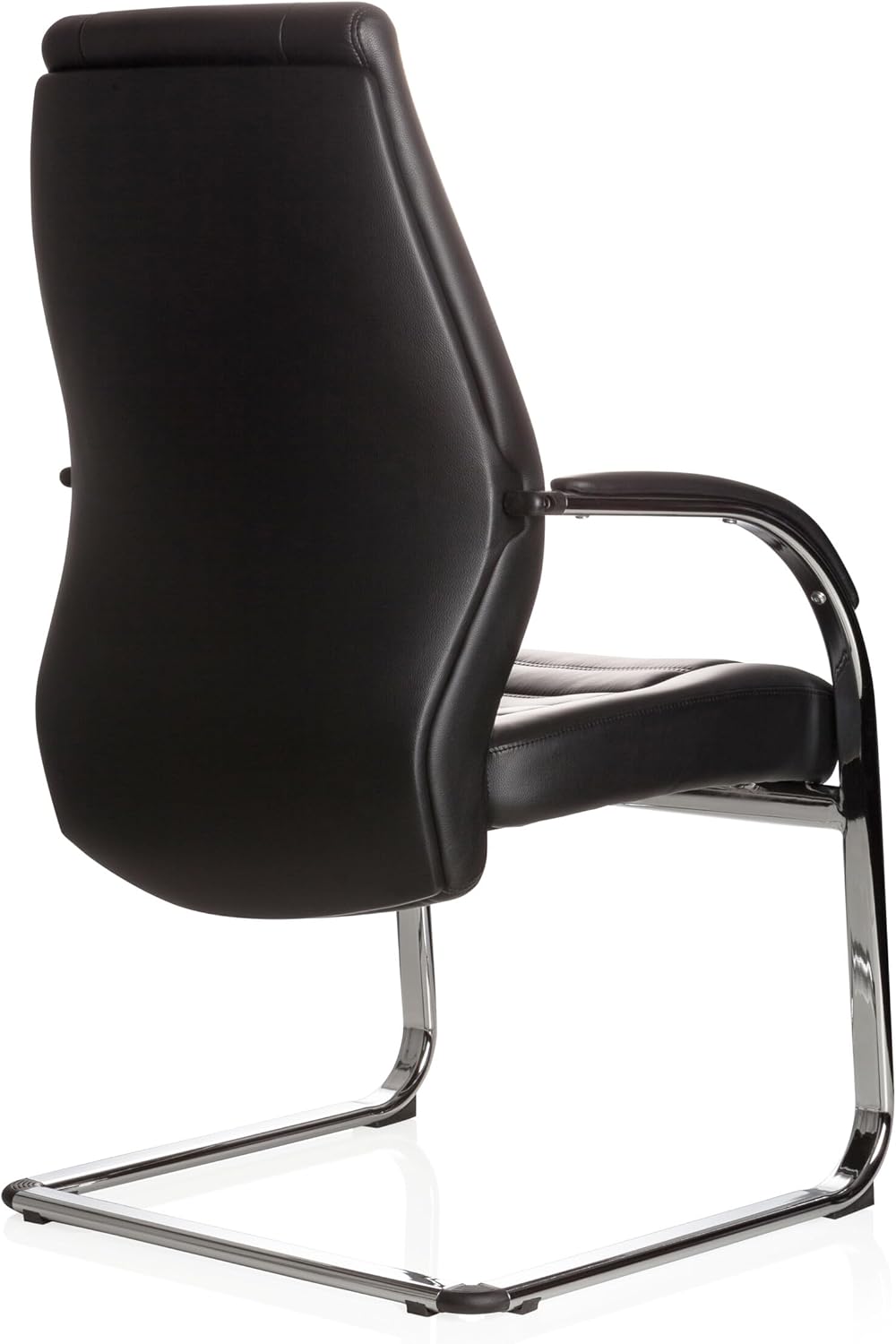 hjh OFFICE 600986 Conferentiestoel Vitoro V kunstleer zwart comfortabele cantilever bezoekersstoel, 107 x 58 x 59 cm
