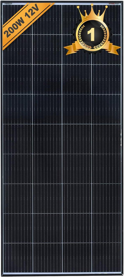 enjoy solar® Monokristallijn zonnepaneel 200W 12V, PERC 9BB – Ideaal voor campers, balkoninstallaties, tuinhuisjes, boten (Zwarte Rand)